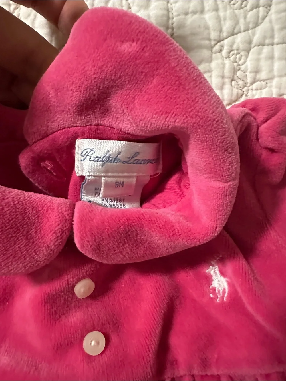Ralph Lauren Hot Pink Tiered Terry Dress with Peter Pan Collar